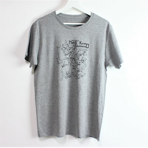 　猫いっぱい　Tシャツ　メンズ