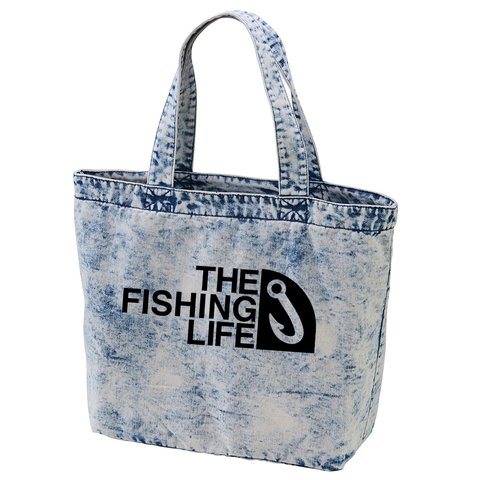 【THE FISHING LIFE】フィッシング 釣り パロディ デニム トートバッグ ギフト プレゼント