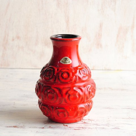 西ドイツ製 ヴィンテージ U KERAMIK 陶器の花瓶 Fat lava 花器 一輪挿し ミッドセンチュリー期 フラワーベース アンティーク_230526