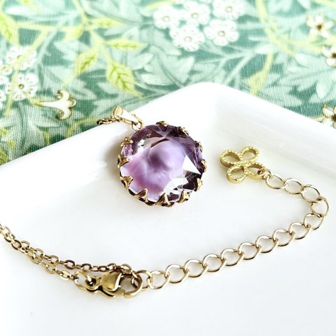 vintage 紫のぶどう色ギブレガラス ネックレス