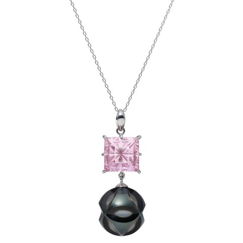 KILIKO　JEWELRY（東京切子）ネックレス　麻乃葉　Amethyst　+　雅七宝パール