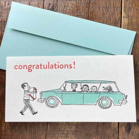 活版印刷　二つ折お祝いカード　封筒付き「congratulations!」