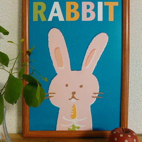 ポスター　RABBIT　にんじんを持ったうさぎさん