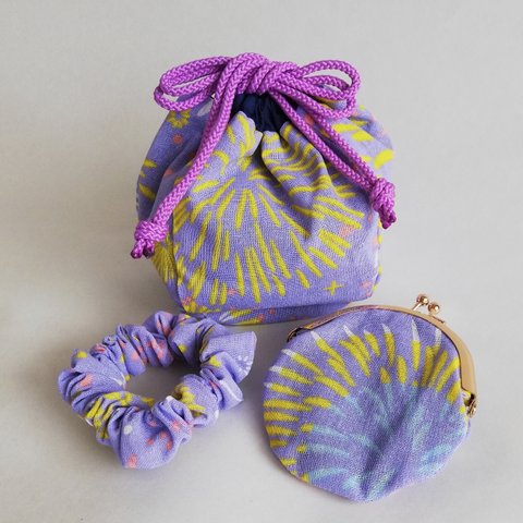 夏祭り巾着花火セット·紫