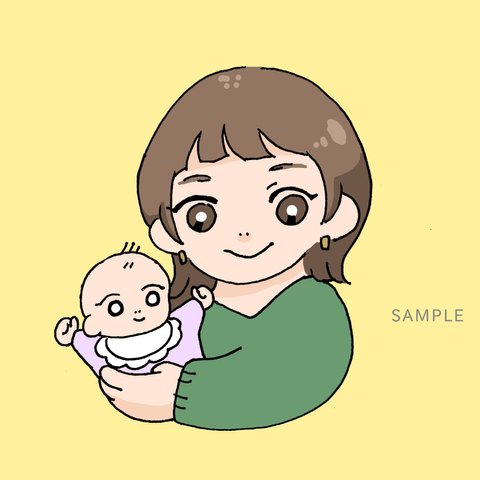 【ママと赤ちゃん似顔絵イラスト】