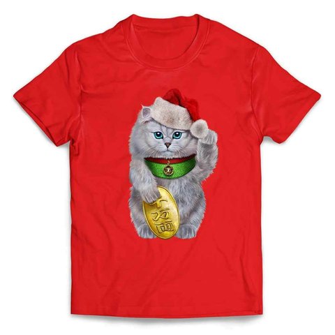 半袖Tシャツ 【猫 ねこ 招き猫 まねきねこ クリスマス サンタクロース】 by FOX REPUBLIC