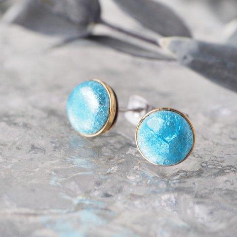 七宝焼 3月誕生石 mini round ピアス ~Aquamarine~