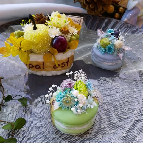 ✿受注生産✿アロマキャンドル✿青りんごのケーキとマカロンふたつ