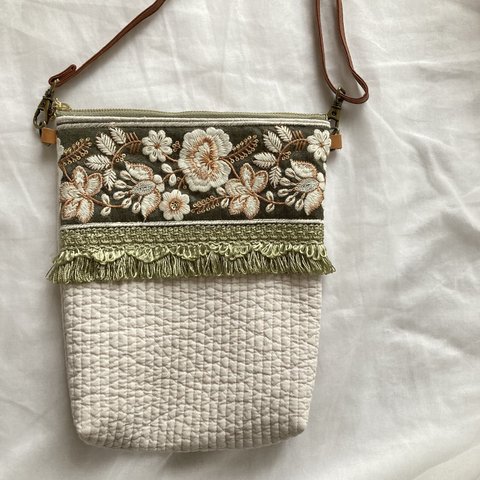 インド刺繍リボン×ヌビショルダーバック🌿