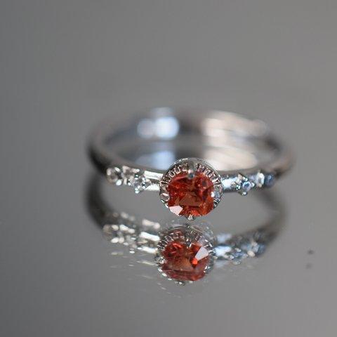 ARG23-191 宝石質 赤オレンジ スピネル シルバー ミャンマー産 フリーサイズ 指輪 金属アレルギー対応