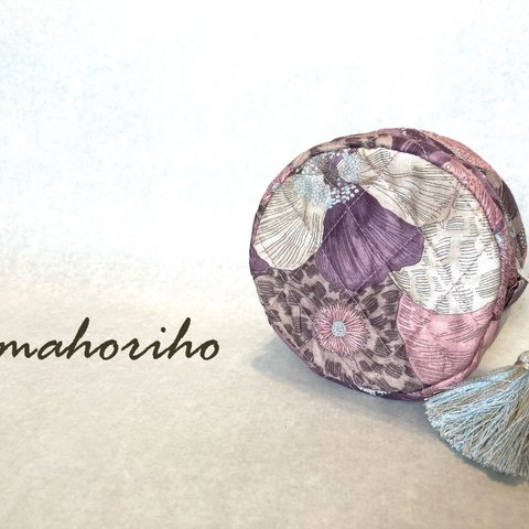 My favorite fabric circle pouch♡ ribaty flower