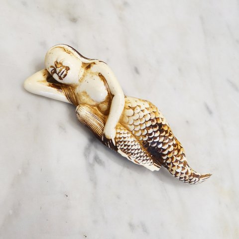 Vintage mermaid motif meerschaum netsuke