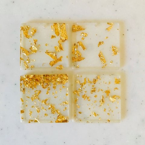 Clear Gold Powder Square Pendant Tops