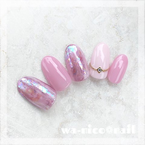 No.5＊大人綺麗アクセサリーネイル＊ピンク/スワロフスキー/ゴールド/ブライダル/お呼ばれ/デート/ネイルチップ