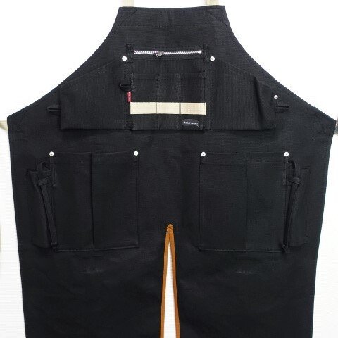 (黒×黒)帆布エプロン2型・首掛けタイプ　Ｍ・Ｌサイズ 