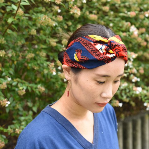 〜africa〜hairband14 アフリカンファブリック　ヘアバンド　ターバン ヘアアレンジ　ヘアアクセサリー