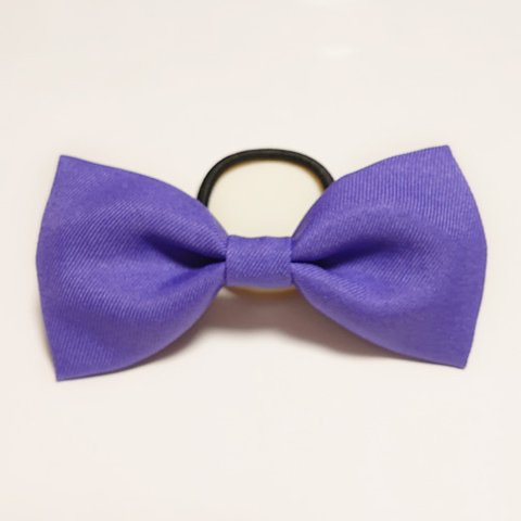 紫色リボン ヘアゴム  髪飾り コスプレ衣装小物 ハンドメイド 紫 パープル