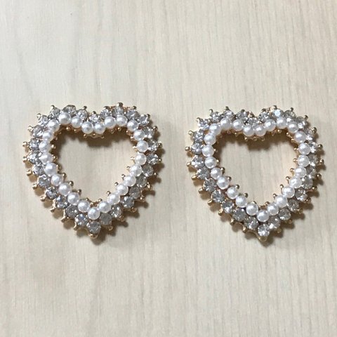 GOLD PEARL CRYSTAL HEART FLAME CABOCHONS PARTS