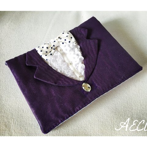 サンプル作品　I ♥︎ Tuxedo mini  pouch (grape)