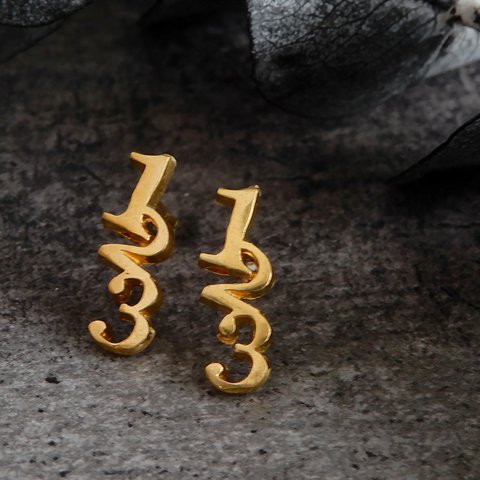 【再販】123ピアス / brass 　038