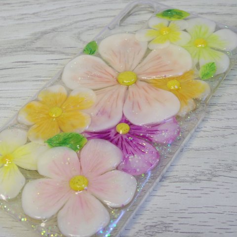 在庫処分セール★iPhoneX お花畑ケース　