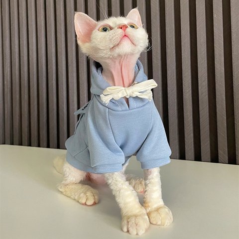 猫服 ペット服 ネコ 純色猫パーカー スフィンクス 3色 暖かい 厚手 格好いい 防寒 冬 デボンレックス かわいい