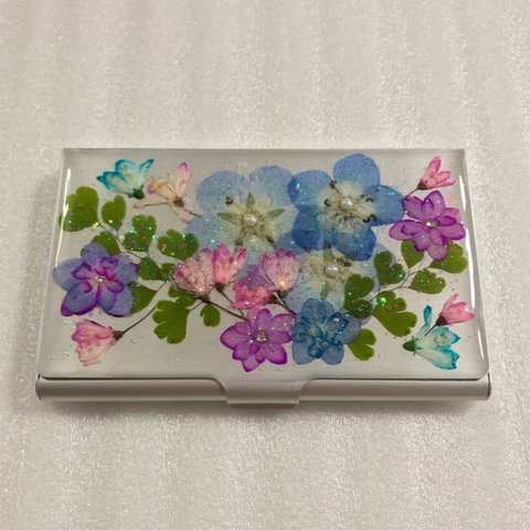 受注制作✨ネモフィラと紫陽花✨押し花 名刺入れ&カード入れ