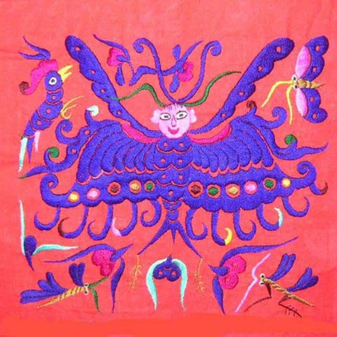 貴州 ミァオ族刺繍 中国 織物アート 100% ステッチ エスニック ミァオ族 モン族アートワーク#257