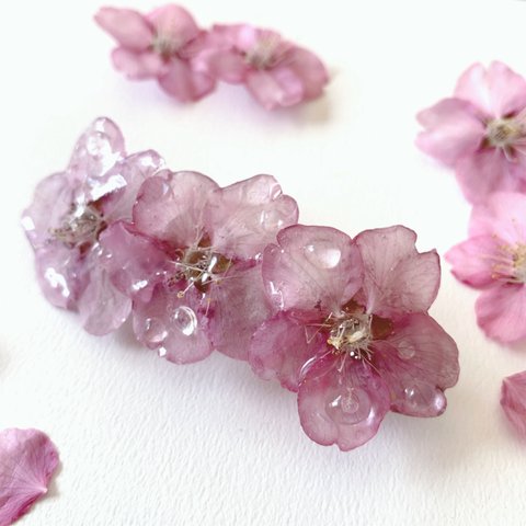  【rie.t】本物の桜　バレッタ