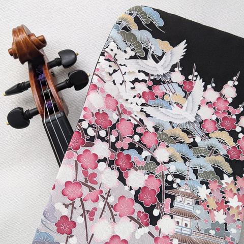 枝垂れ梅 /silk violin blanket/ 長方形 バイオリンケース中敷きマット