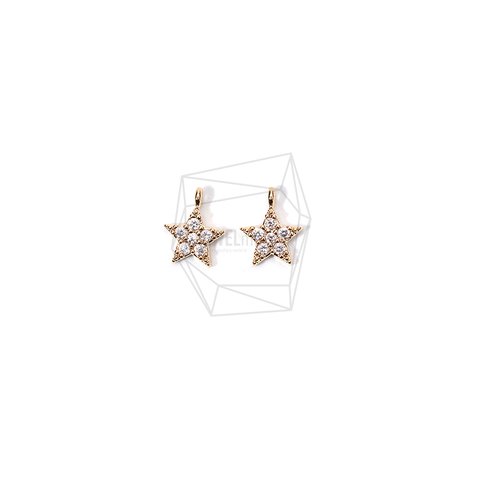 PDT-1758-G【2個入り】CZスターペンダント,CZ Star Pendant/6mm X 8mm