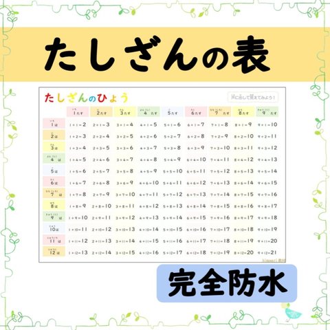 ⑥たしざんの表　ポスター☆お風呂ポスターにも♪