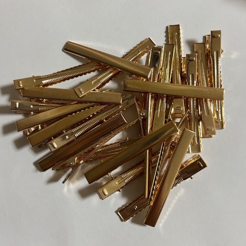 ワニ口ヘアクリップ　ゴールド　5.6 x 0.8 cm  15個セット　パーツ　金具　ミニ　DIY　ヘアアクセサリー