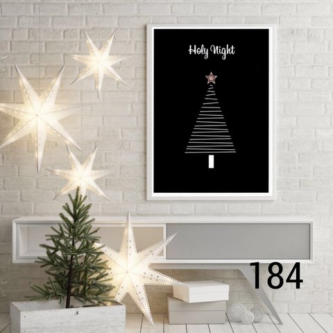 No.184/Holy Night  聖なる夜に…クリスマス　　⭐️北欧雑貨　ウェルカムボード⭐︎ポスター インテリア 北欧  アート クリスマスツリー