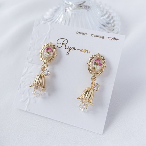 〖 ｲﾔｰｱｸｾ〗bell flower⌇ﾋﾟﾝｸ　　　　　　　　　　　　　　　　　ﾚｼﾞﾝﾋﾟｱｽ　ﾚｼﾞﾝｲﾔﾘﾝｸﾞ　お花ﾋﾟｱｽ　お花ｲﾔﾘﾝｸﾞ ﾚｼﾞﾝｱｸｾｻﾘｰ