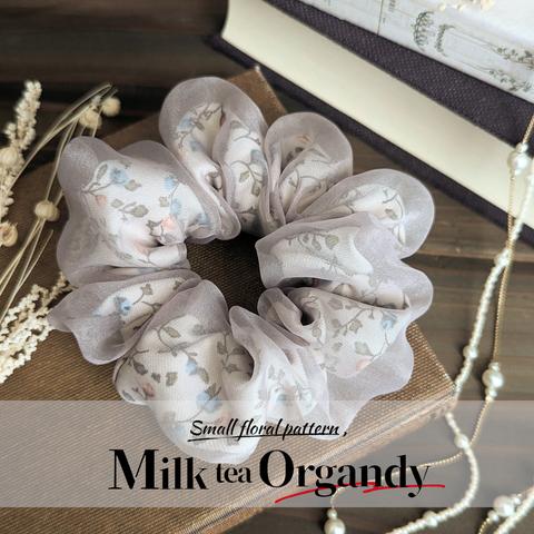 Milk tea organdy【ミルクティー】#シュシュ #オーガンジー＃小花柄