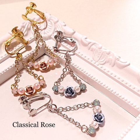 *童話*【Triangle de Roses◆薔薇モチーフ】◇イヤリング(ピアスへの変更OK)◇