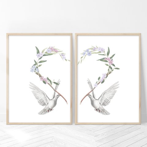 ［２枚セット］幸せを運ぶ白ハト アートポスター（41_Birds）