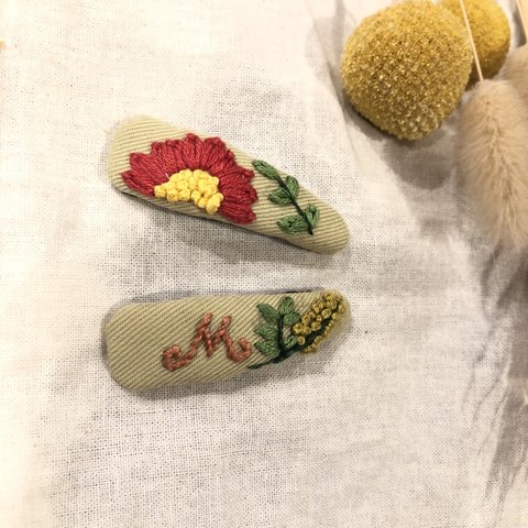 刺繍ヘアピン