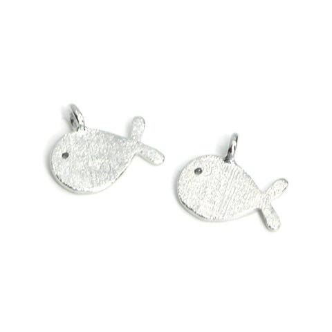 再販【2個入り】質感あるシルバーCute Small Fish魚モチーフチャーム NF