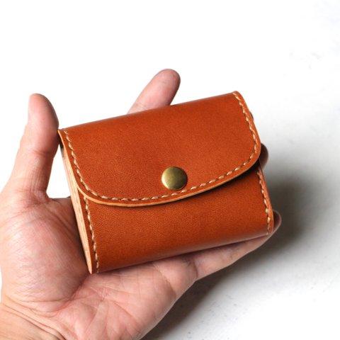 【受注生産品】小さい三つ折り財布 ～栃木アニリンキャメル×栃木ヌメ～
