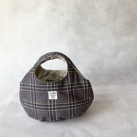 ころりんバッグ　Sサイズ　巾着付　ミニバッグ　丸い　ハンドバッグ　＊kororin bag＊タータンチェック＊