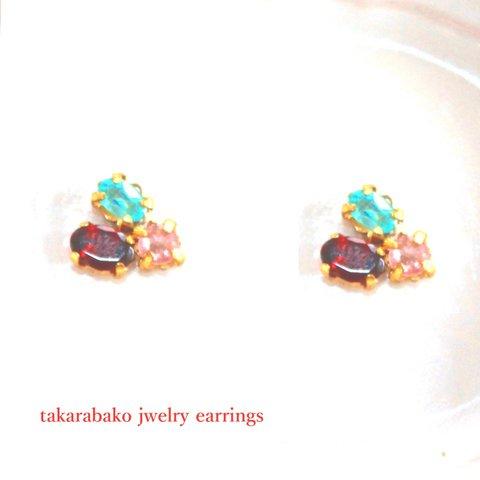 - kimoti ha haru - Paraiba & Garnet & Spinel Earrings