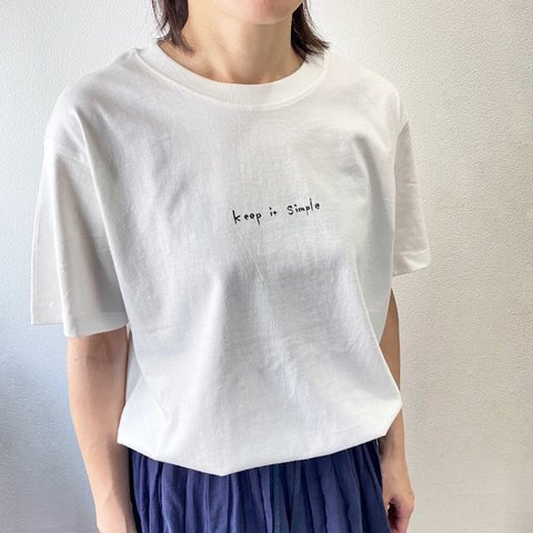 オーガニックコットンTシャツ　keep it simple　オフホワイト　白T　レディース　コットン100