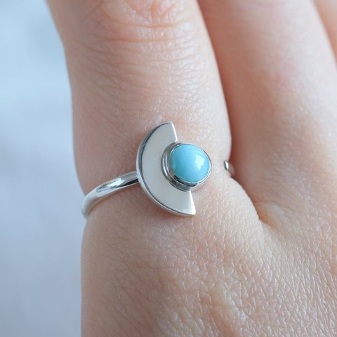 Semi sphere ring _Larimar ラリマー　天然石シルバーリング　スカイブルー