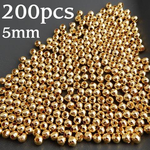 【メタルビーズ】約200個入り　スペーサー　ゴールド　5mm　5ミリ　つまみ細工花芯にもおすすめ