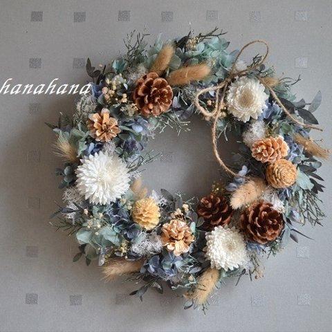 秋ブルーの木の実wreath
