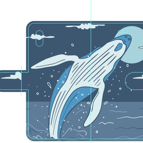新品送料無料 iPhoneケース 手帳型 クジラ