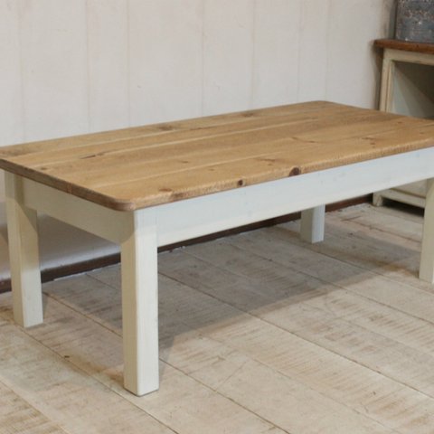 ソファテーブル90　アンティークホワイト　シャビー　ローテーブル