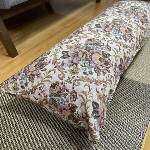 ロングシートクッションカバー96×37cm ゴブラン織風キャッスルピンク